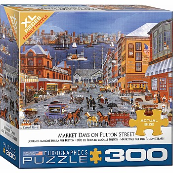 300 pc - XL Puzzle Pieces - Market Days on Fulton St by Carol Dyer
