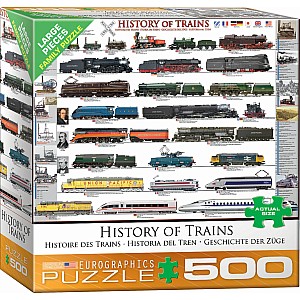 500 pc - Large Puzzle Pieces - History of Trains