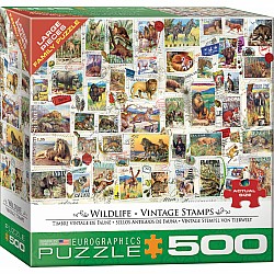500 pc - Large Puzzle Pieces - Wildlife - Vintage Stamps
