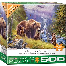 500 pc - Large Puzzle Pieces - Grizzly Cubs by Jan Patrik