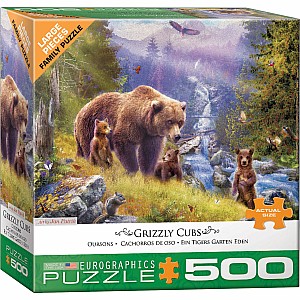 500 pc - Large Puzzle Pieces - Grizzly Cubs by Jan Patrik
