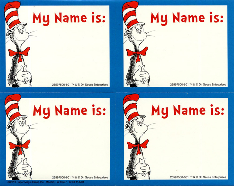 Cat in the Hat Name Tags Givens Books and Little Dickens