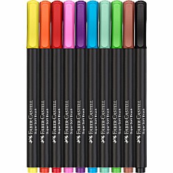 10Ct Felt Tip Brush Pen Black Edition Box