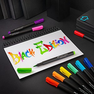 20Ct Felt Tip Brush Pen Black Edition Box