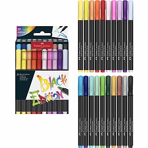 20Ct Felt Tip Brush Pen Black Edition Box