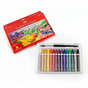 Watercolor Crayons with Brush 15-pack