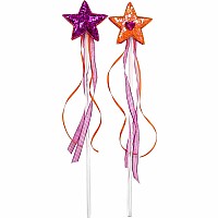 Star Wand with Heart Jewel and Ribbons - Sherbet and Fuchsia