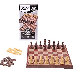 Rustik Foldable Magnetic Peachwood Chess / Checkers