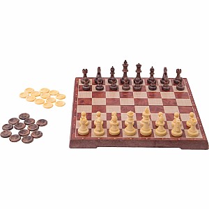 Rustik Foldable Magnetic Peachwood Chess / Checkers