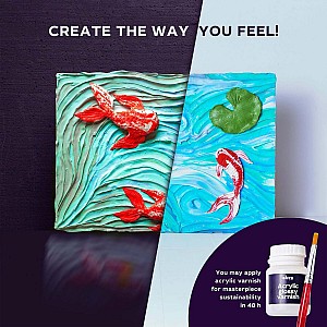 OKTO Sensory Art 3D Painting "Koi Carps" – 11.8" x 15.7" Canvas Kit