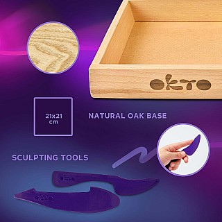 OKTO Little Worlds - Bat - Foam Air‑Dry Clay Wooden Art Kit (-8.3" Square) - Ages 8+