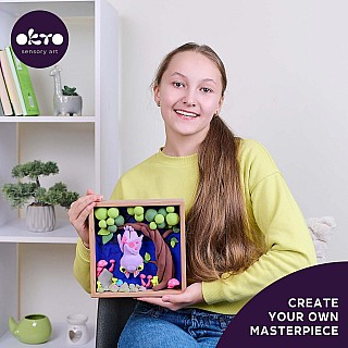 OKTO Little Worlds - Bat - Foam Air‑Dry Clay Wooden Art Kit (-8.3" Square) - Ages 8+