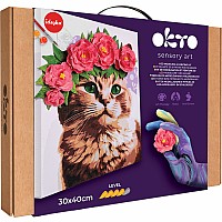OKTO Air-Dry Clay 3D Painting Kit - Kit a Cat in a Flower Crown (11.8 x 15.7 in)