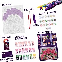 OKTO Air-Dry Clay 3D Painting Kit - Kit a Cat in a Flower Crown (11.8 x 15.7 in)