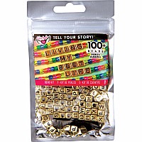 Tell Your Story Alphabet Bead Bag - Gold Cubes