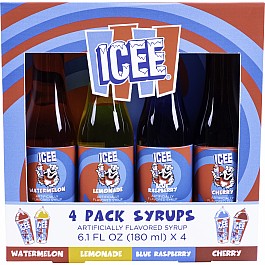 ICEE 4x6.1floz Syrup Watermelon/Lemon/Blue Rasperry/Cherry