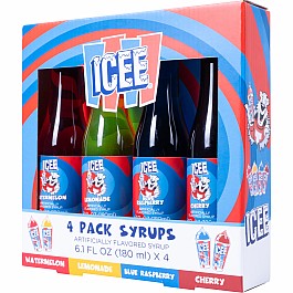 ICEE 4x6.1floz Syrup Watermelon/Lemon/Blue Rasperry/Cherry