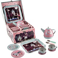 Enchanted Musical Tin Tea Set in House Case
