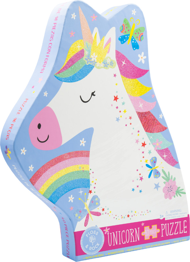 Rainbow Unicorn 40pc "Unicorn" Shaped Jigsaw with Shaped Box