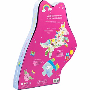 Rainbow Unicorn 40pc "Unicorn" Shaped Jigsaw with Shaped Box