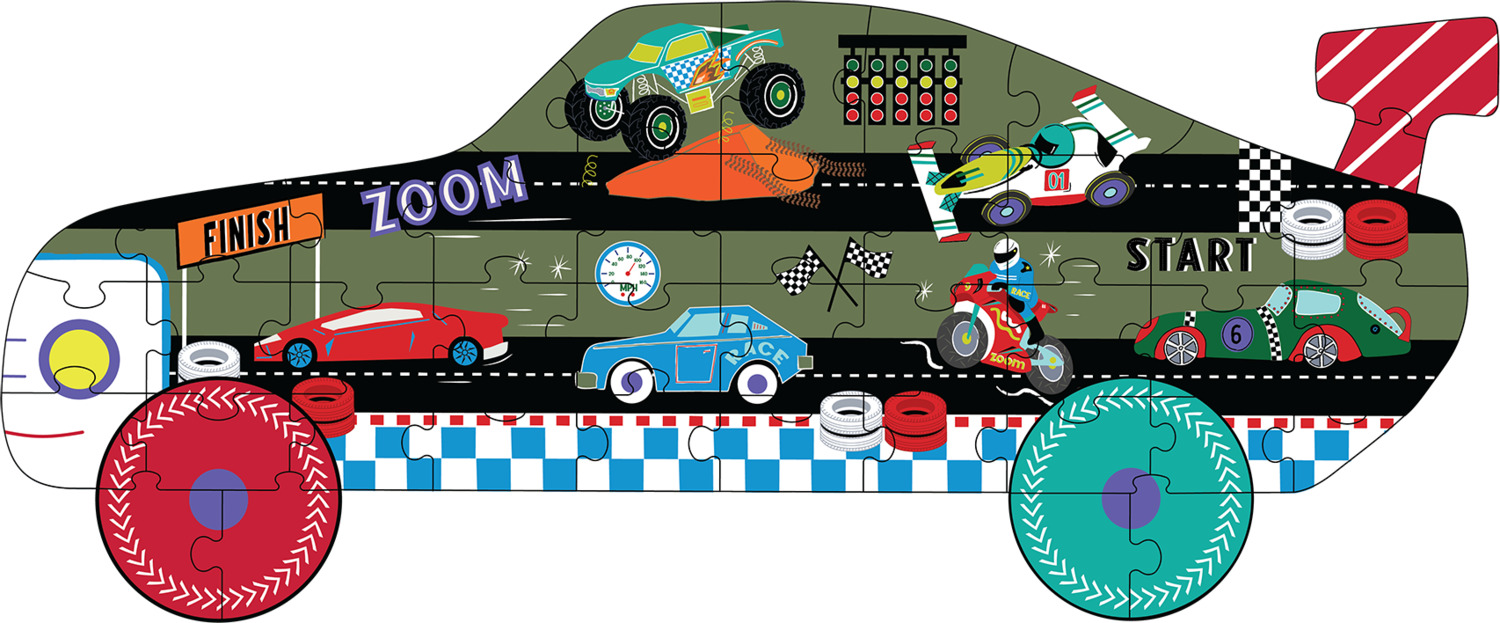 Cars 40pc "Racing Car" Shaped Jigsaw with Shaped Box