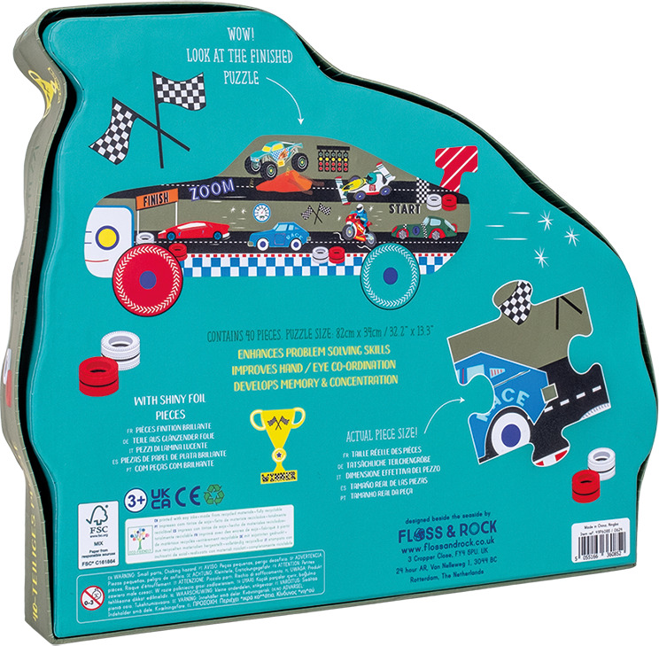 Cars 40pc "Racing Car" Shaped Jigsaw with Shaped Box
