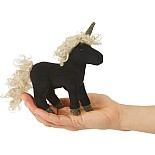 Mini Black Unicorn Finger Puppet