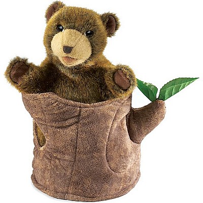 Bear In Tree Stump Hand Puppet