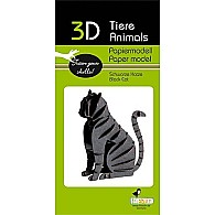 3-D Grey Tabby Cat Paper Model