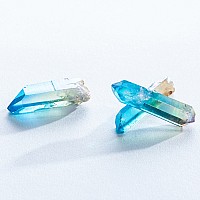 Peach-Teal Ombre Quartz Crystal Points