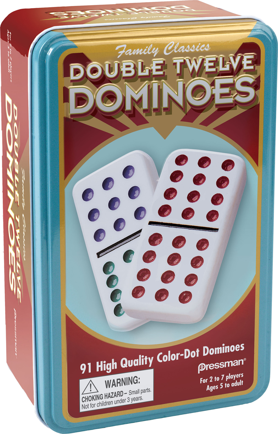 Dominoes: Double Twelve Color Dot Dominoes In Tin