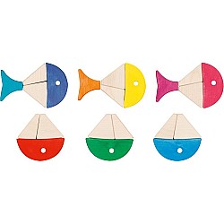 Color and Shape Sorting Game, 6 Colorful Fishes