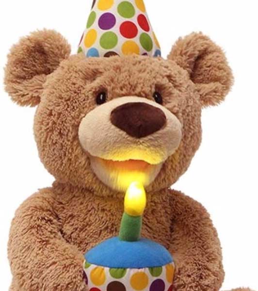 gund birthday teddy bear animated musical stuffed animal