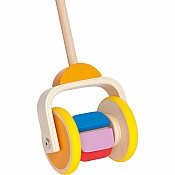 Toddler's Natural Wooden Push Toy  in Rainbow Colors