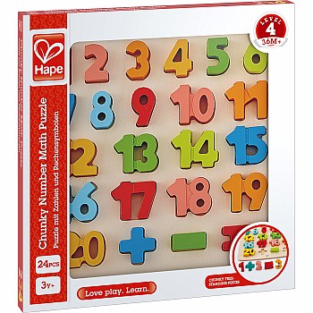 Hape "Chunky Number and Math" (23 Pc Peg Puzzle)