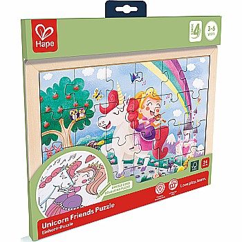 Hape "Unicorn Friends" (24 pc Color In Puzzle)