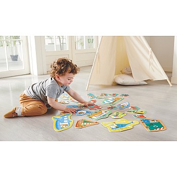 Hape "Wheels and Wonders" (2,3,4,5,6 pc Puzzles)