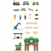Wooden Retro Train & Station Set (DS)