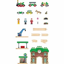 Wooden Retro Train & Station Set (DS)