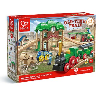 Wooden Retro Train & Station Set (DS)