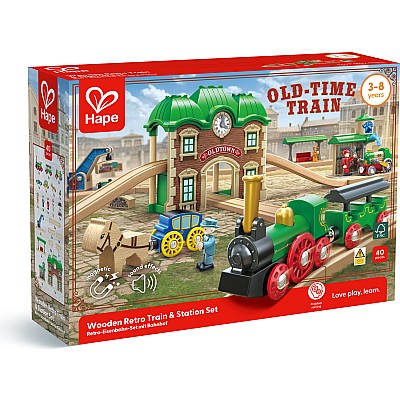 Wooden Retro Train & Station Set (DS)