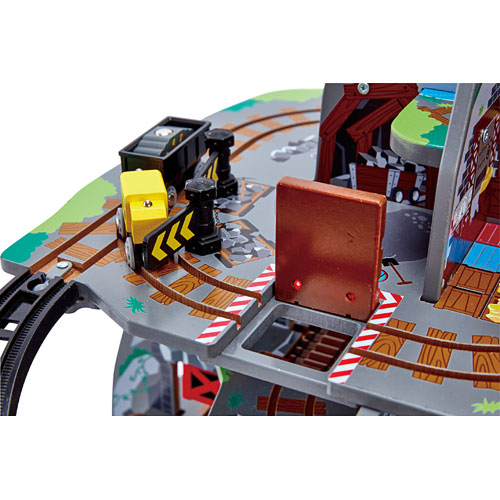 Hape Railway Mighty Mountain Train Set- Multi-Level Play W/ Crane, Conveyor  Belt, Bridge