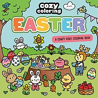 Cozy Coloring: Easter: A Comfy Vibes Coloring Book for Adults and Kids: Simple, Relaxing Pages Featuring bouncing bunnies, hidde