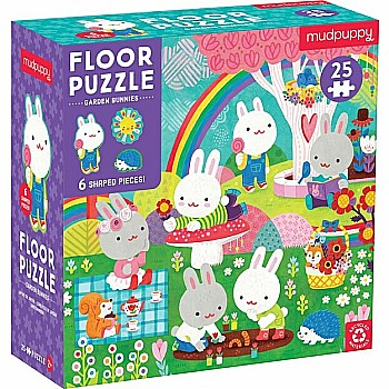 Petit Collage "Garden Bunnies" (25 Pc Floor Puzzle with Shaped Pieces)