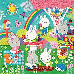 Petit Collage "Garden Bunnies" (25 Pc Floor Puzzle with Shaped Pieces)