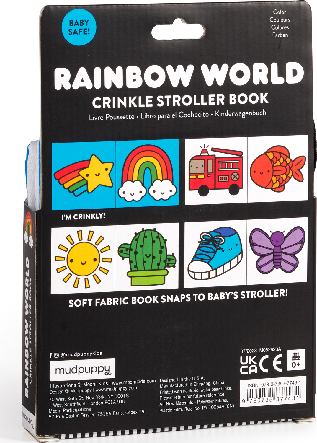 Rainbow World Crinkle Fabric Stroller Book