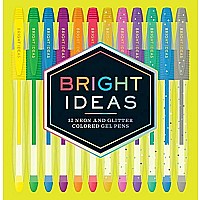 Bright Ideas: 12 Neon and Glitter Colored Gel Pens: (Gel Pens for Coloring, Glitter Pens for Adult Coloring Books, Sparkle Gel 