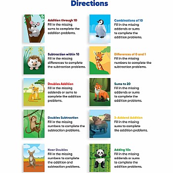 Learn by Sticker: Addition and Subtraction: Use Math to Create 10 Baby Animals!