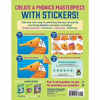 Learn by Sticker: More Phonics: Use Phonics to Create 10 Sea Animals!