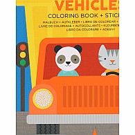 Vehicles Coloring Book + Stickers